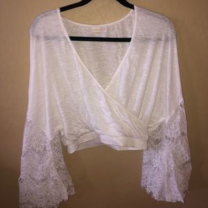 Cropped white lace top